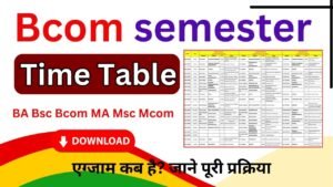 Bcom Semester exam Time Table 2026