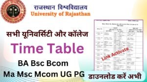 Rajasthan University Time Table 2026