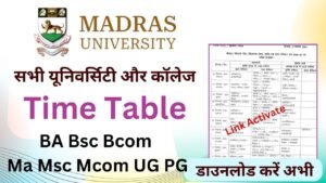 Madras University Time Table 2026