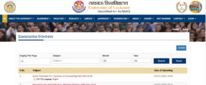 Lucknow University Time Table 2026