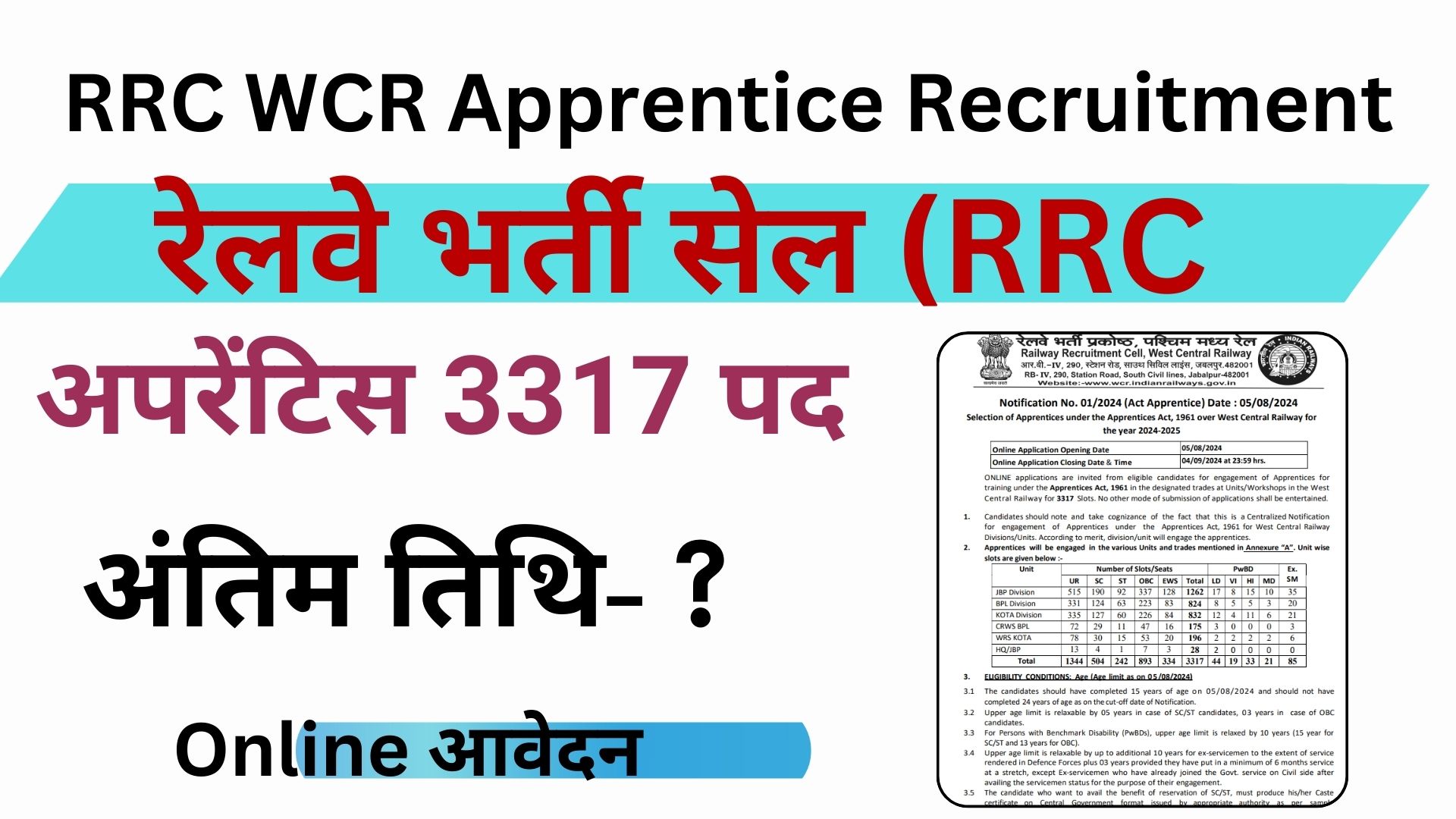 RRC WCR Apprentice Recruitment