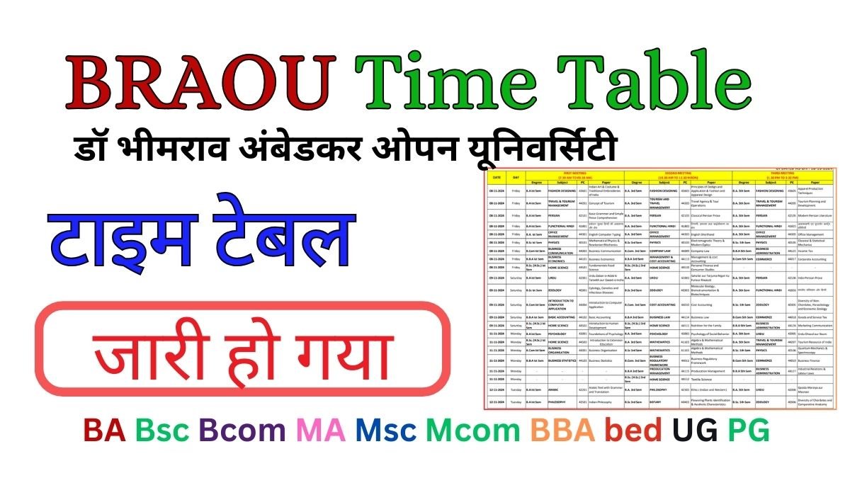 BRAOU Time Table 2026