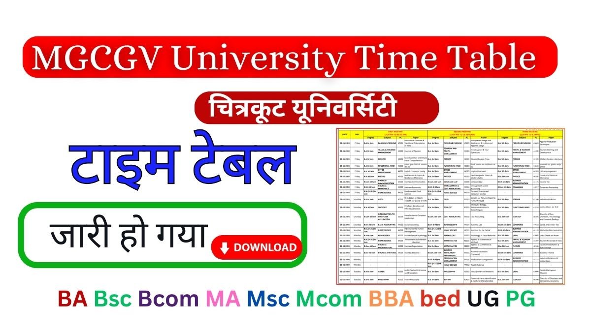 MGCGV University Time Table 2026