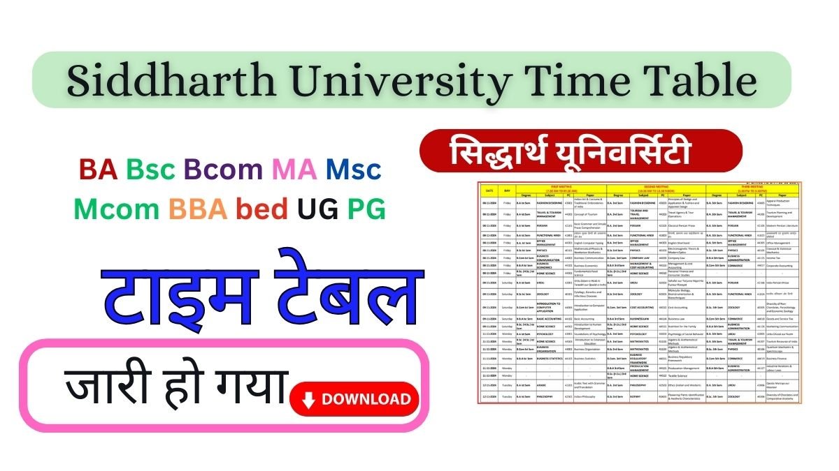 Siddharth University Time Table 2026