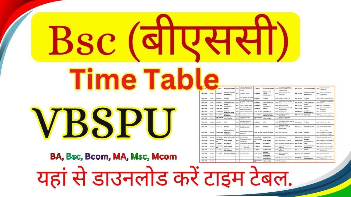 VBSPU Bsc Time Table