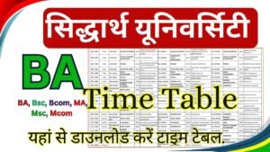 Siddharth University BA Time Table 2025
