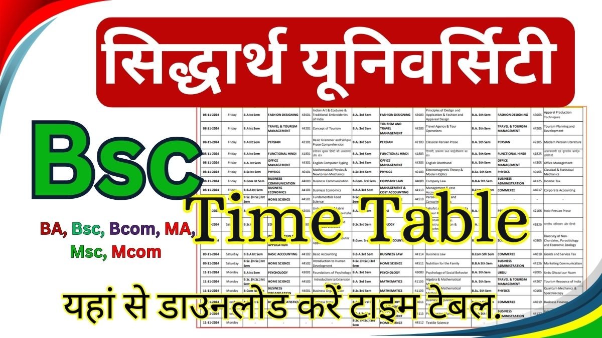 Siddharth University Bsc Time Table