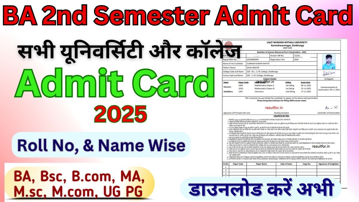 BA 2nd Semester Admit Card 2025