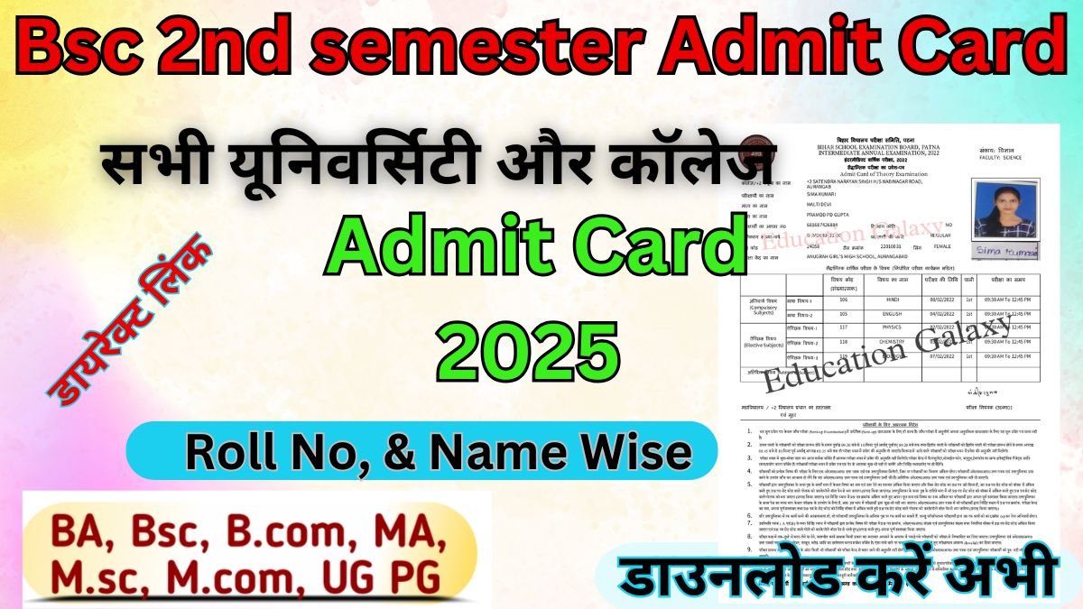 Bsc 2nd semester Admit Card 2026