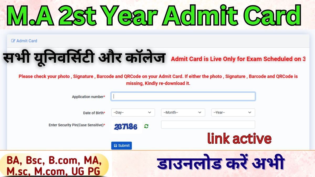 MA 2nd Year Admit Card 2026