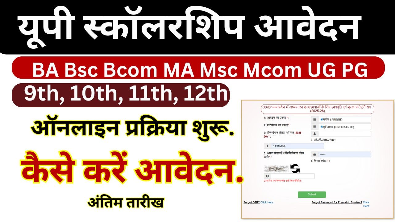 UP Scholarship 2025-26 Online Apply Start For 9th, 10th, 11th, 12th & Graduation Etc. And Last Date