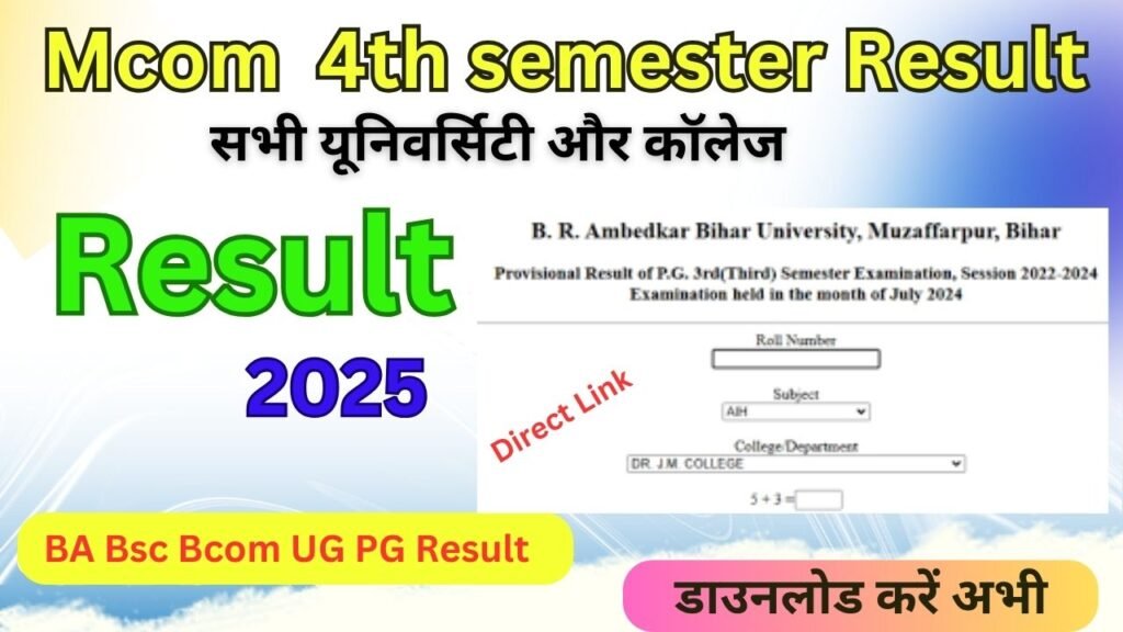 Mcom 4th semester Result 2026