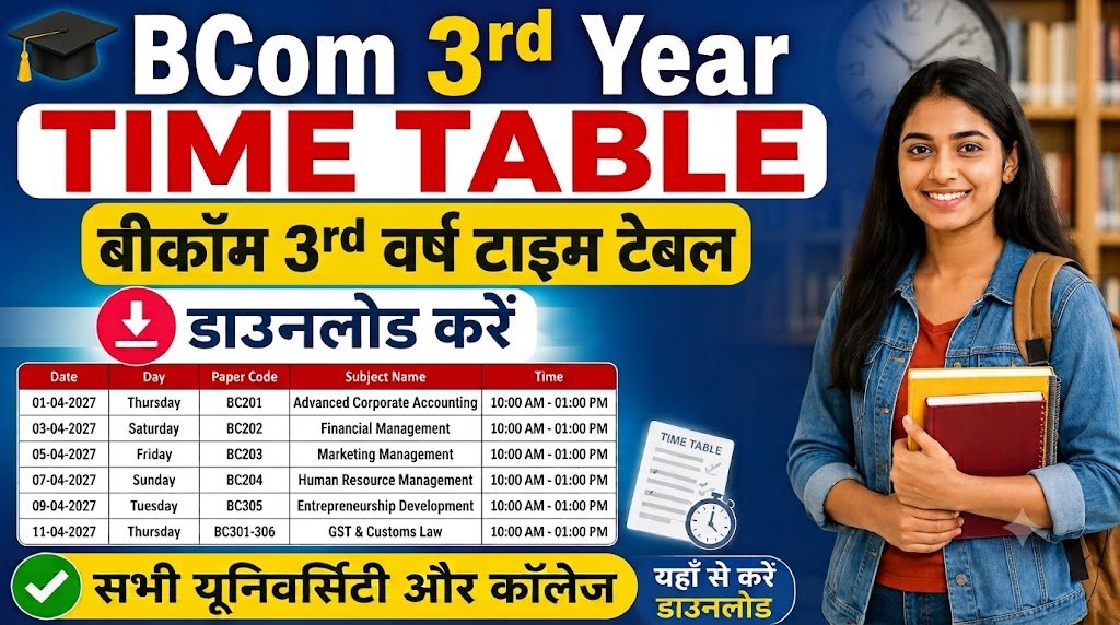 BCom 3rd Year Time Table 2026