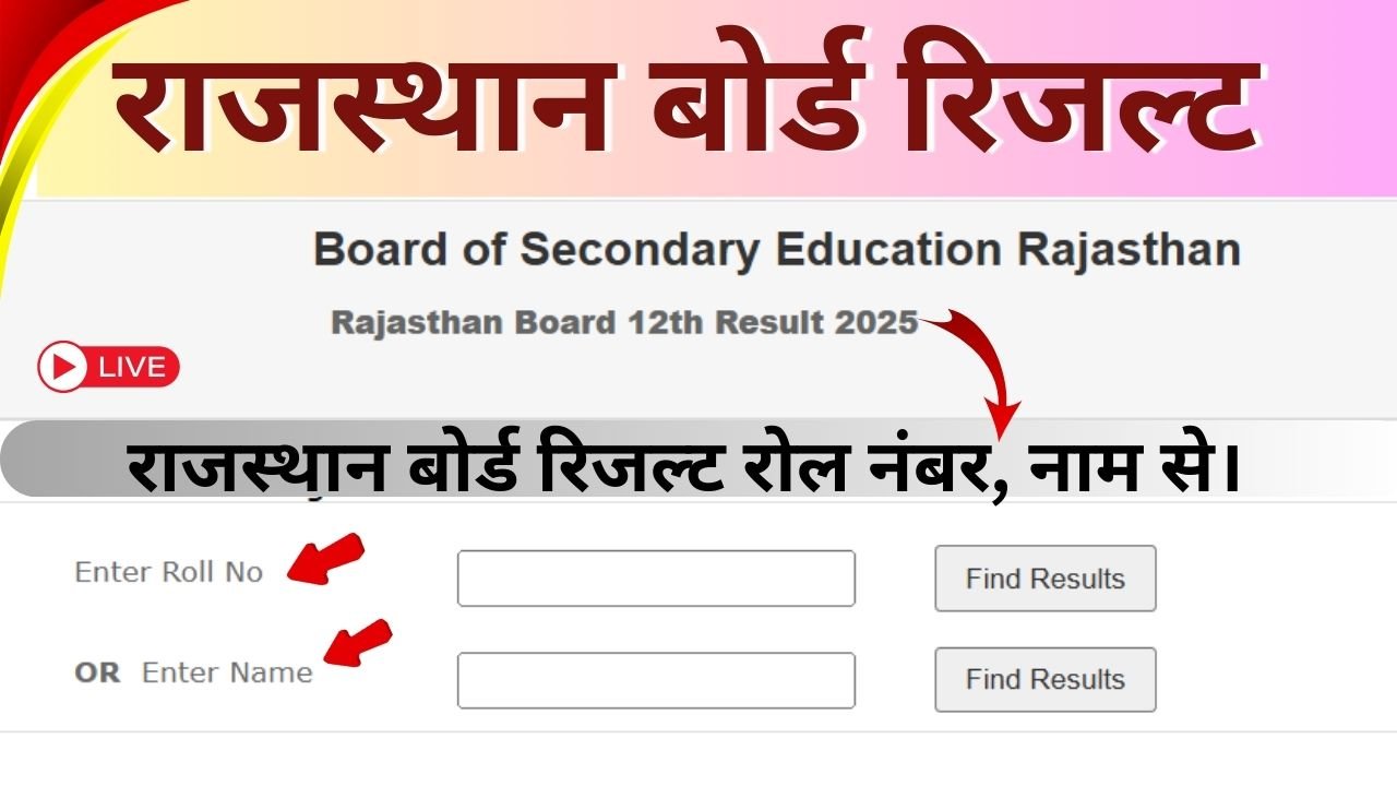 Rajasthan 12th Result 2025 Live