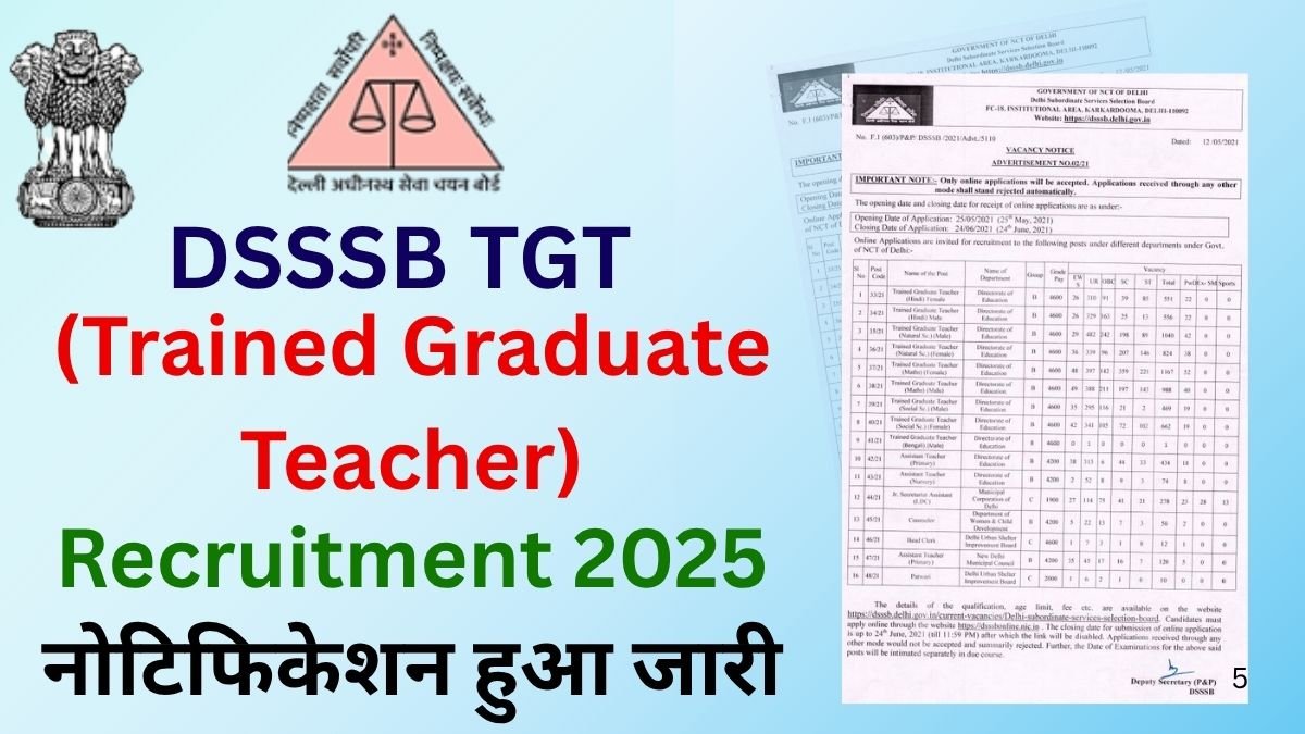 DSSSB TGT Teacher Recruitment 2025