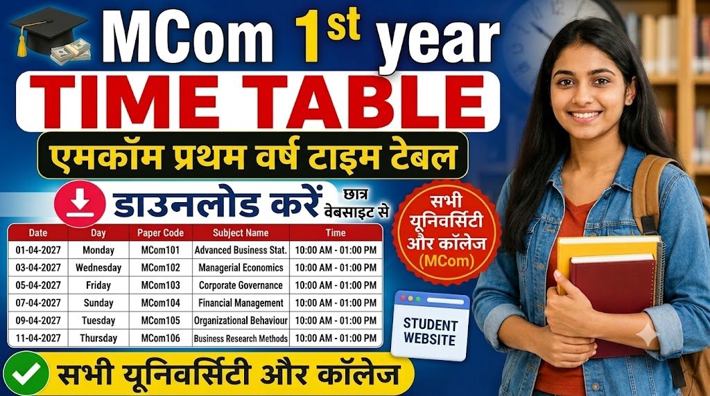 Mcom 1st year Time Table