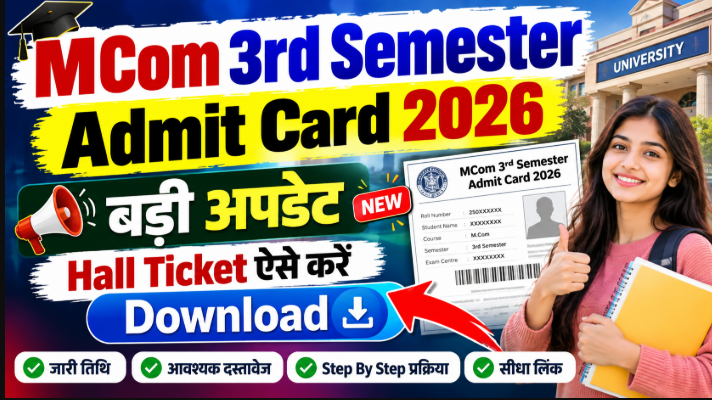 MCom 3rd Semester Admit Card 2026